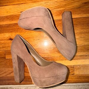 Brown Suede Platform Heels